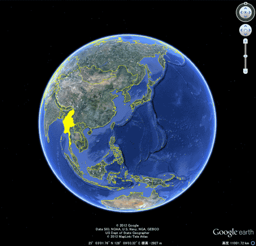グーグル・アースの地球儀地図